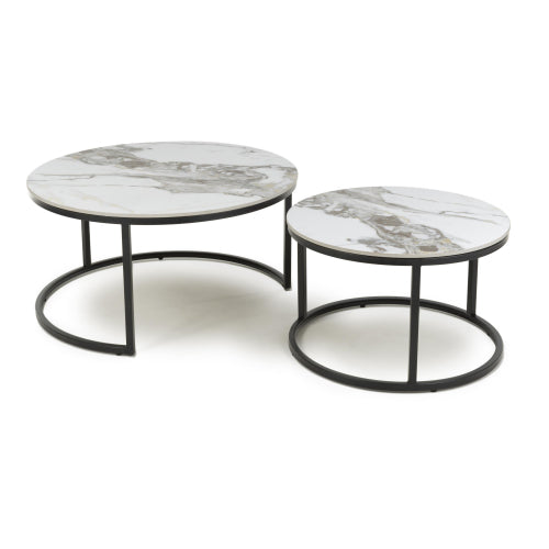 Round White Twin Nest of Tables