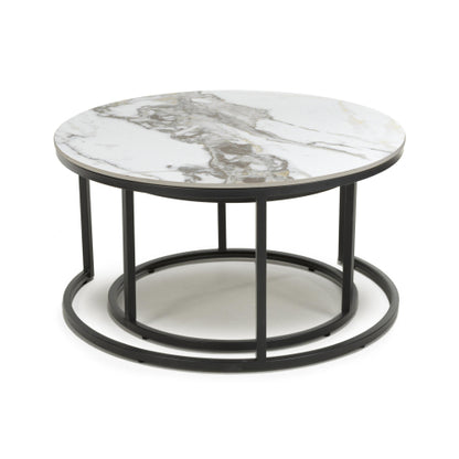 Round White Twin Nest of Tables