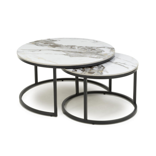 Round White Twin Nest of Tables