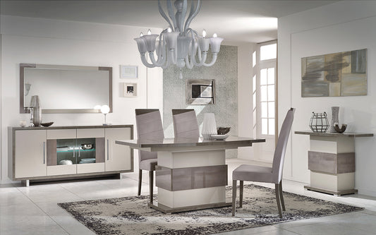 Royal Italian Grey Extendable Dining Table With Pedestal Base