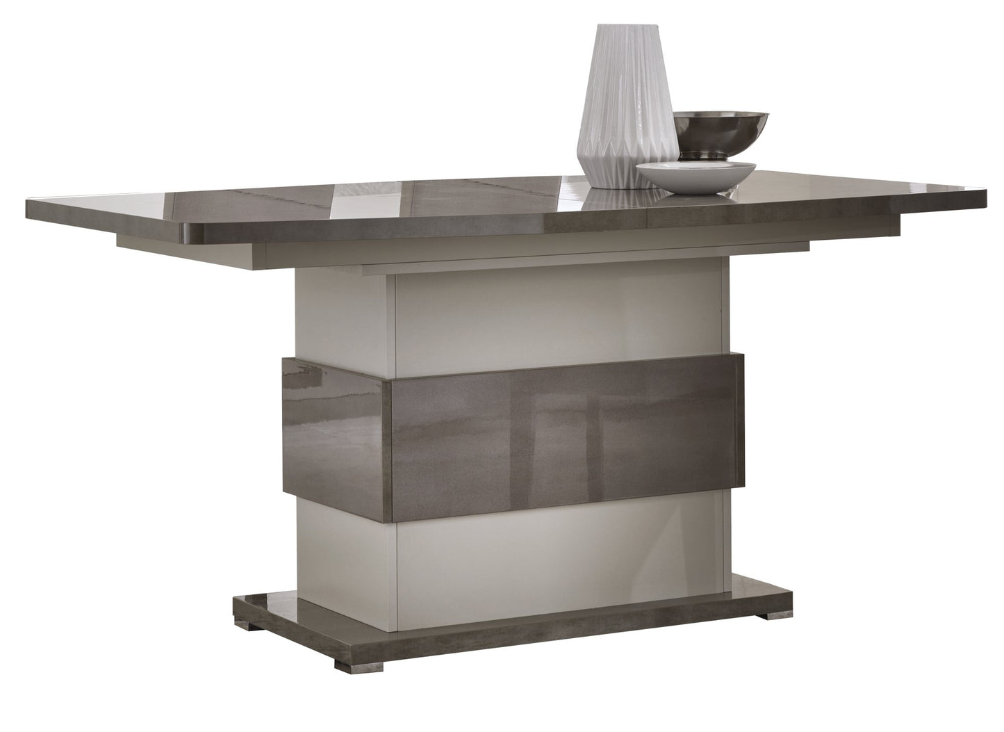 Royal Italian Grey Extendable Dining Table With Pedestal Base