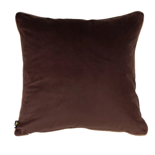 Choc and Taupe Velvet Cushion