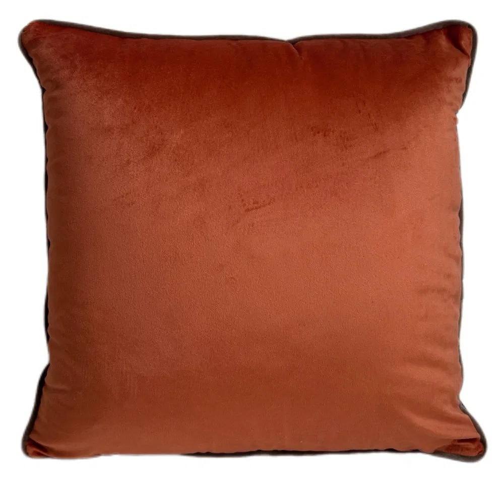 Orange and Choc Velvet Cushion