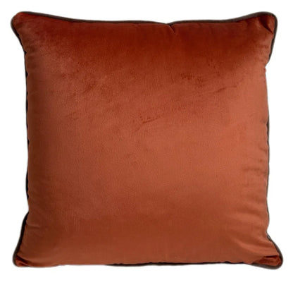 Orange and Choc Velvet Cushion