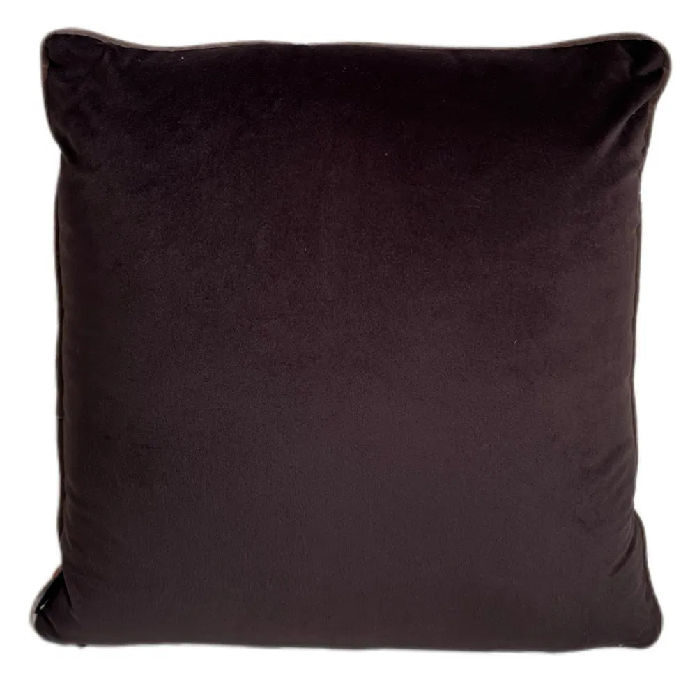 Orange and Choc Velvet Cushion