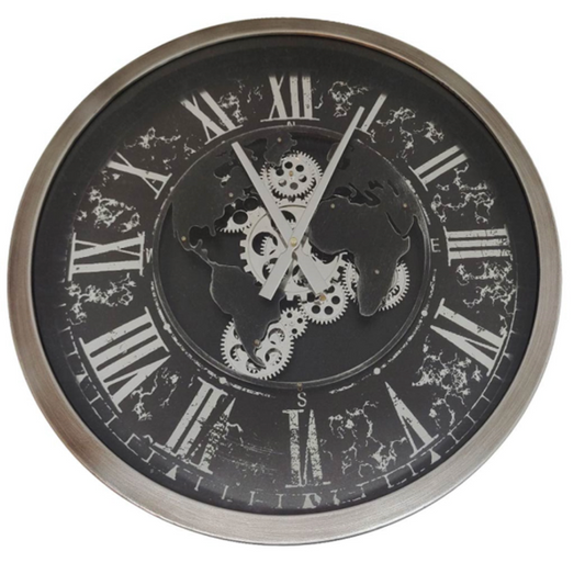 58cm Black Gears Wall Clock
