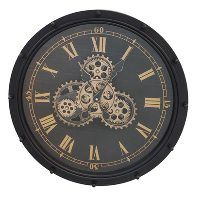 50cm Black and Gold Gears Wall Clock