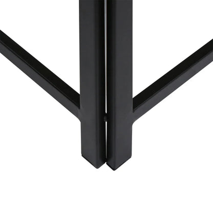 Set of 2 Black Metal Nesting Table with White Marble Top