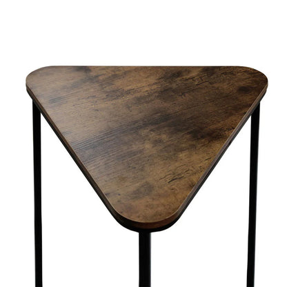 Set of 2 Black Metal Nesting Tables with Brown Wooden Top