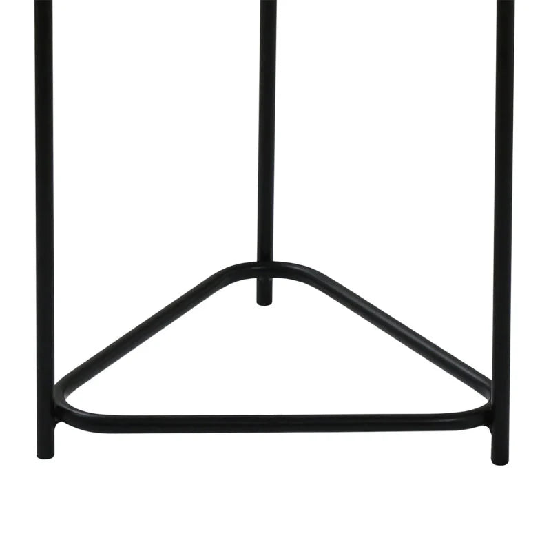 Set of 2 Black Metal Nesting Tables with Brown Wooden Top