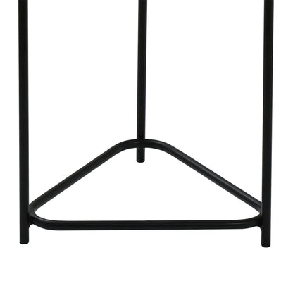 Set of 2 Black Metal Nesting Tables with Brown Wooden Top