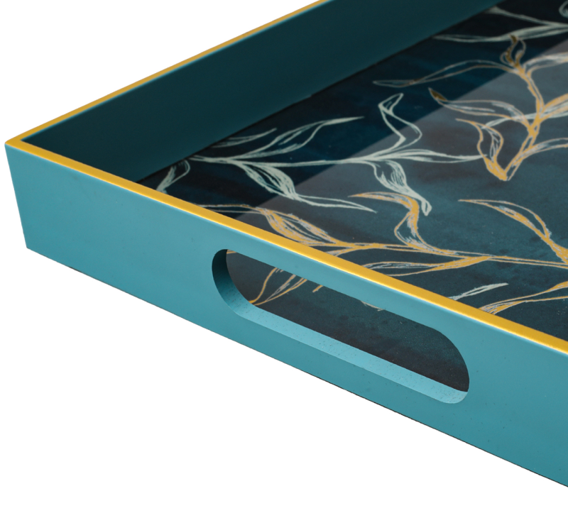 Set of 2 Teal Blue Abstract Design