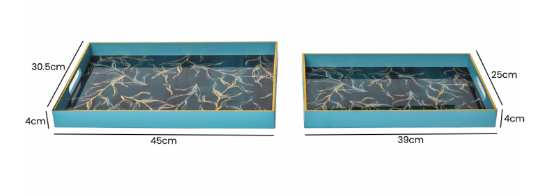 Set of 2 Teal Blue Abstract Design