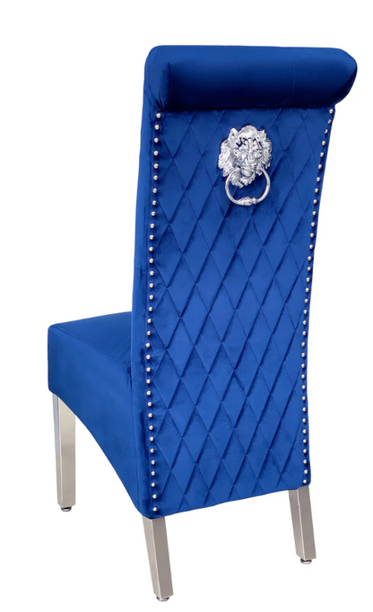Sofia Chrome Leg Lion Knocker Velvet Dining Chair