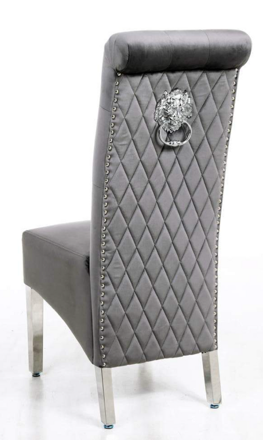 Sofia Chrome Leg Lion Knocker Velvet Dining Chair