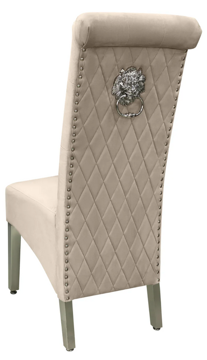 Sofia Chrome Leg Lion Knocker Velvet Dining Chair