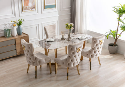 Sorrento Ceramic Cream & Gold Dining Table