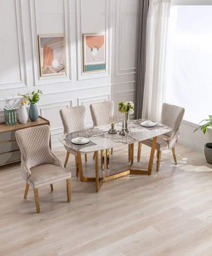 Sorrento Ceramic Cream & Gold Dining Table