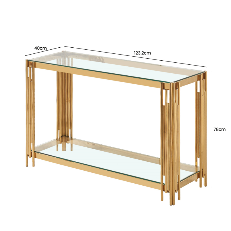 Gold Steel Tubes Console Table