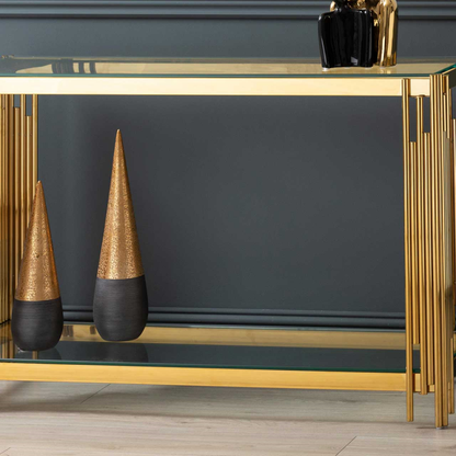 Gold Steel Tubes Console Table