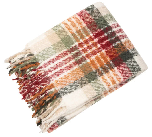 Cozy Autumn Plaid Throw Blanket