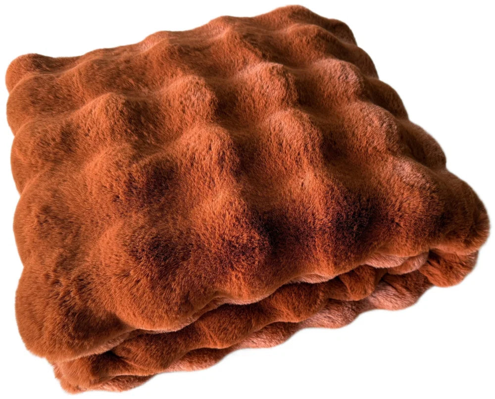 Malini Raffles Soft Bubble Blanket Throw Chestnut