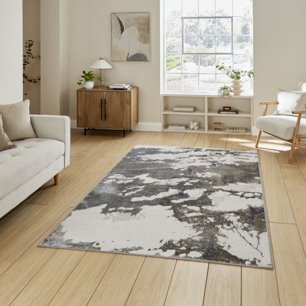 Tidal Silver/Dark Grey Abstract Rug
