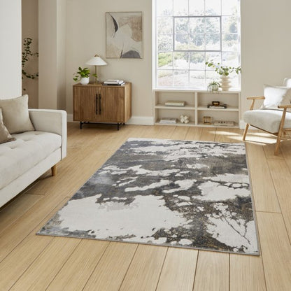 Tidal Silver/Dark Grey Abstract Rug