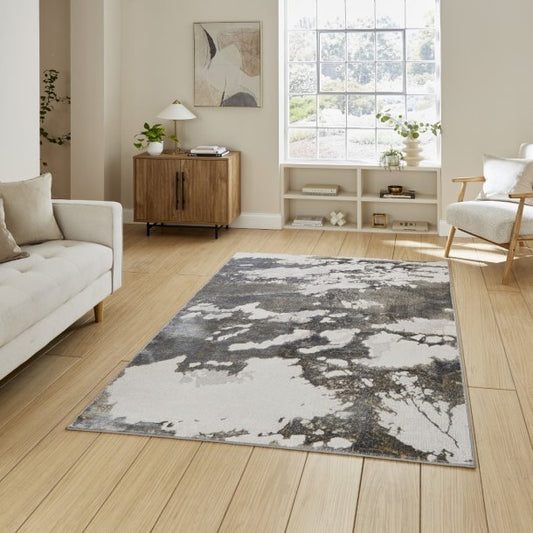 Tidal Silver/Dark Grey Abstract Rug