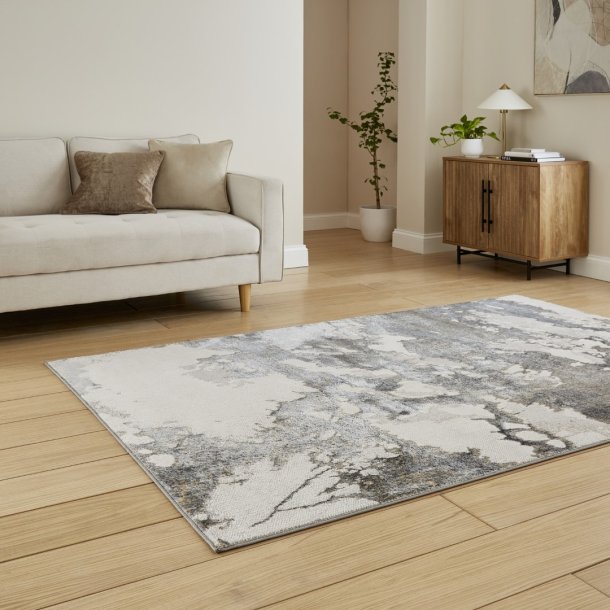 Tidal Silver/Dark Grey Abstract Rug