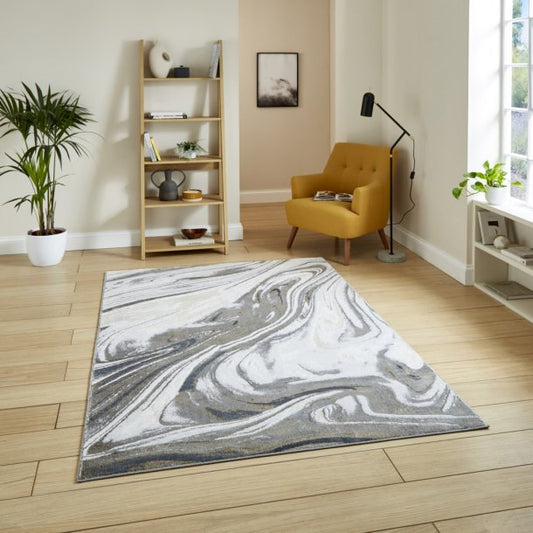 Tidal Silver Abstract Rug