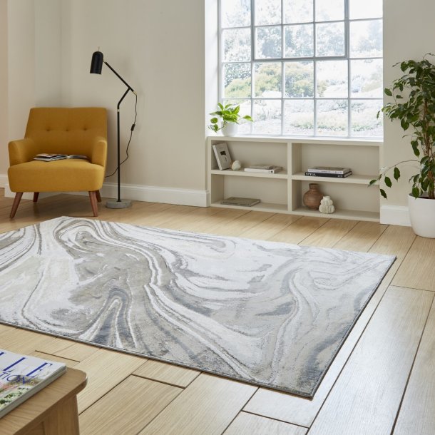 Tidal Silver Abstract Rug