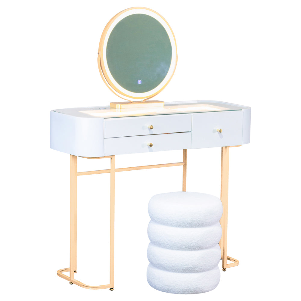 Dressing Table With Stool Set White