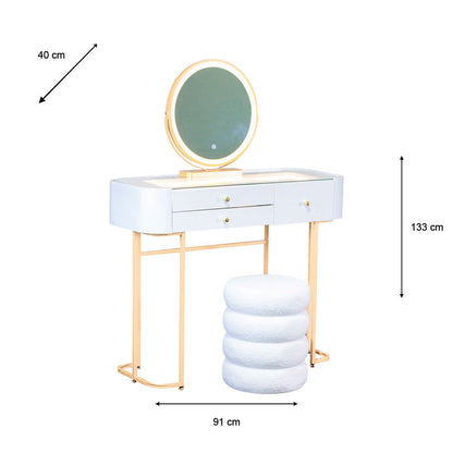 Dressing Table With Stool Set White