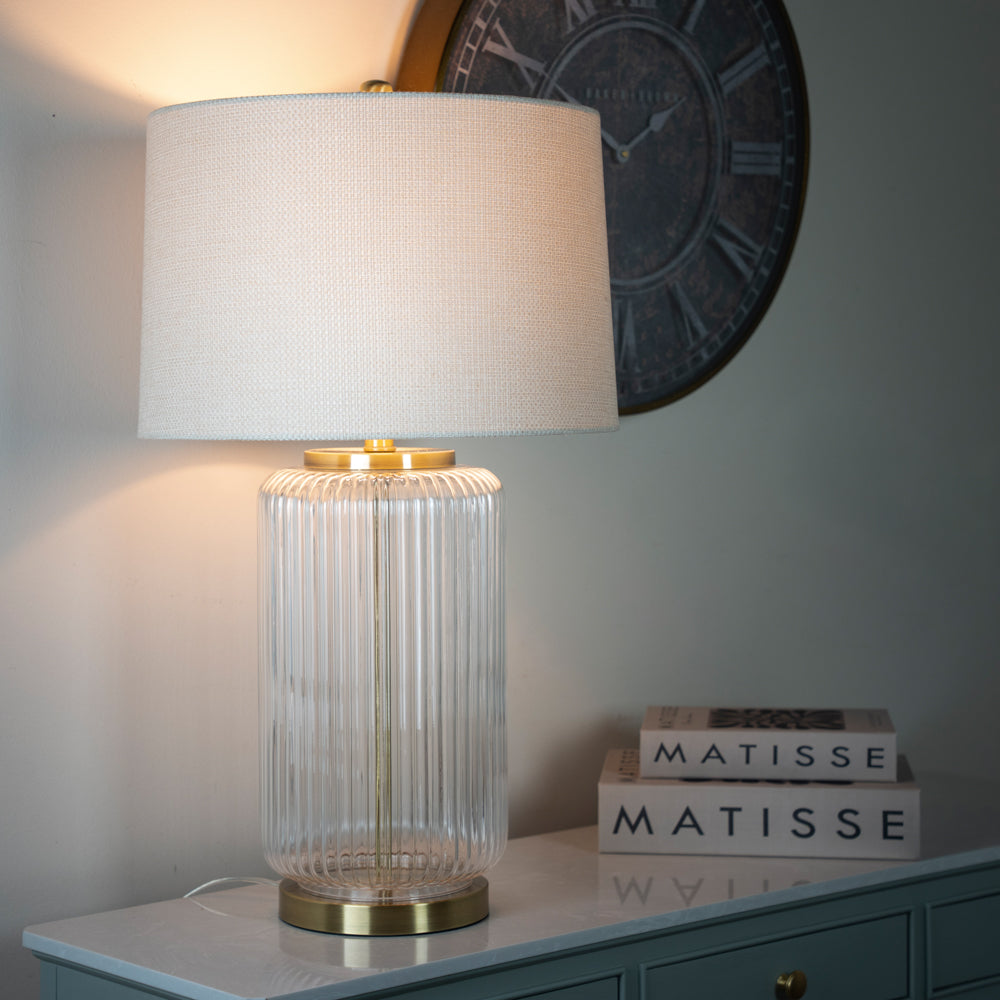 Glass Ribbed Table Lamp