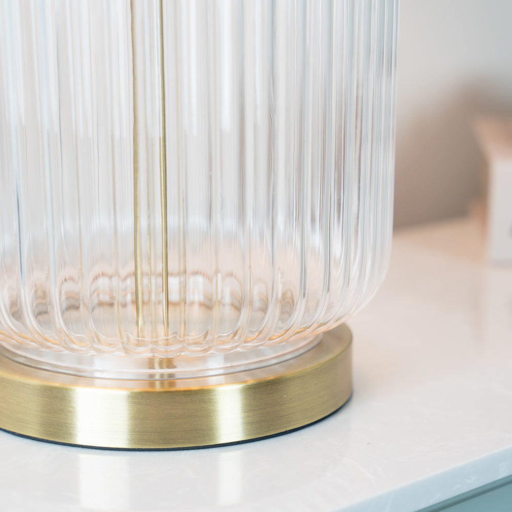 Glass Ribbed Table Lamp