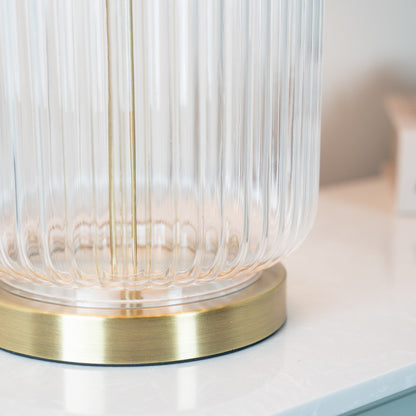 Glass Ribbed Table Lamp