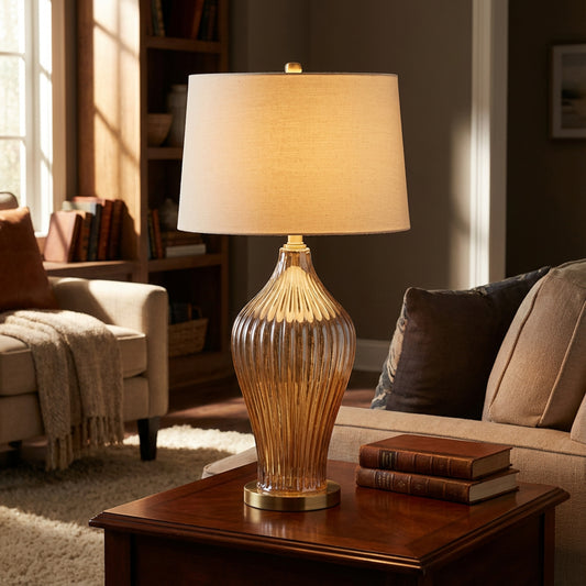 Amy Curved Ribbed Glass Table Lamp