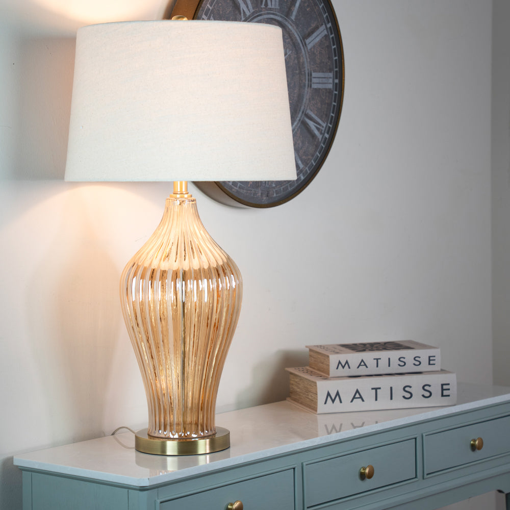 Amy Curved Ribbed Glass Table Lamp