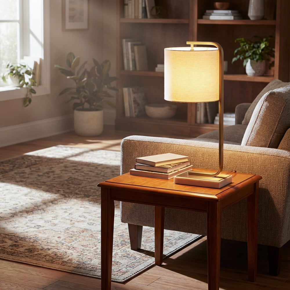 Kym Marble Base Gold Table Lamp