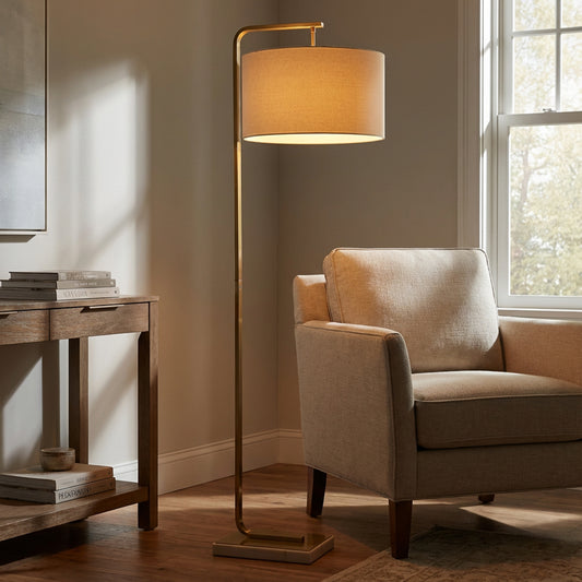 Kym Marble Base Gold Floor Lamp