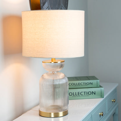 Ribbed Cylinder Glass Table Lamp