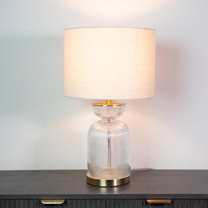 Ribbed Cylinder Glass Table Lamp