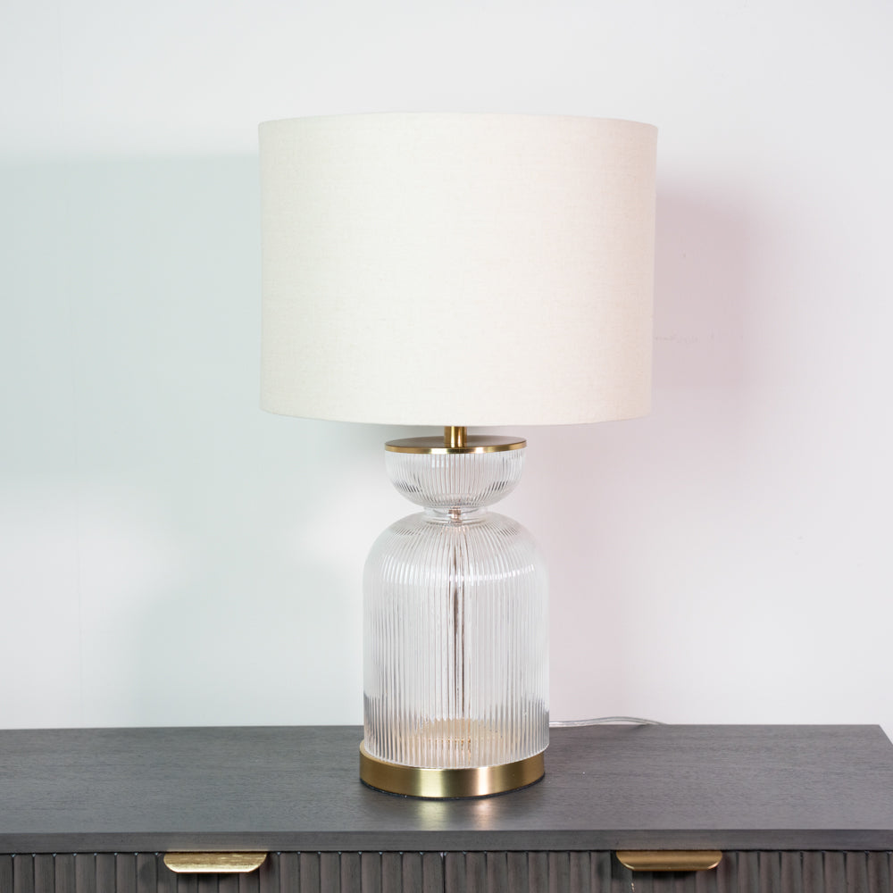 Ribbed Cylinder Glass Table Lamp