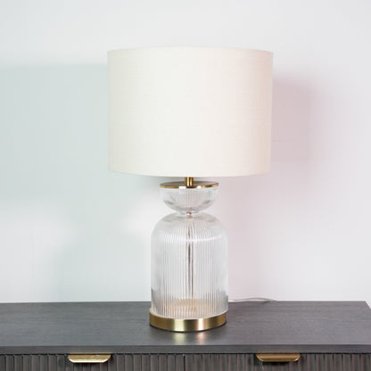 Ribbed Cylinder Glass Table Lamp