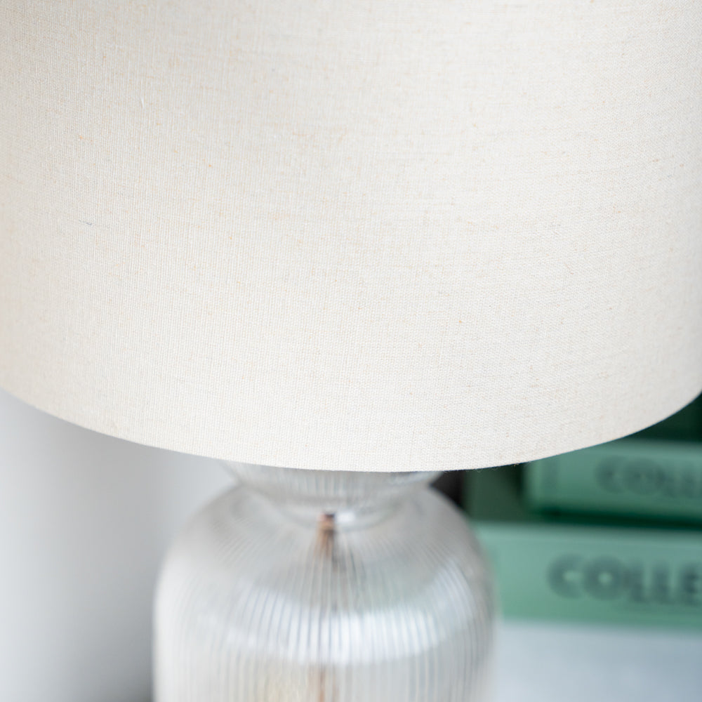 Ribbed Cylinder Glass Table Lamp