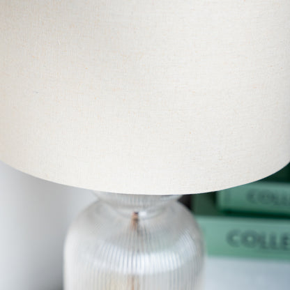 Ribbed Cylinder Glass Table Lamp