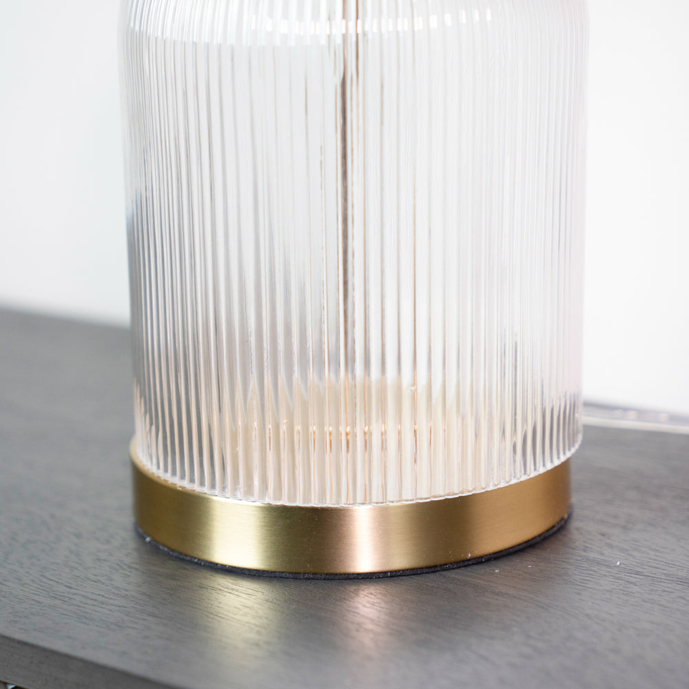 Ribbed Cylinder Glass Table Lamp