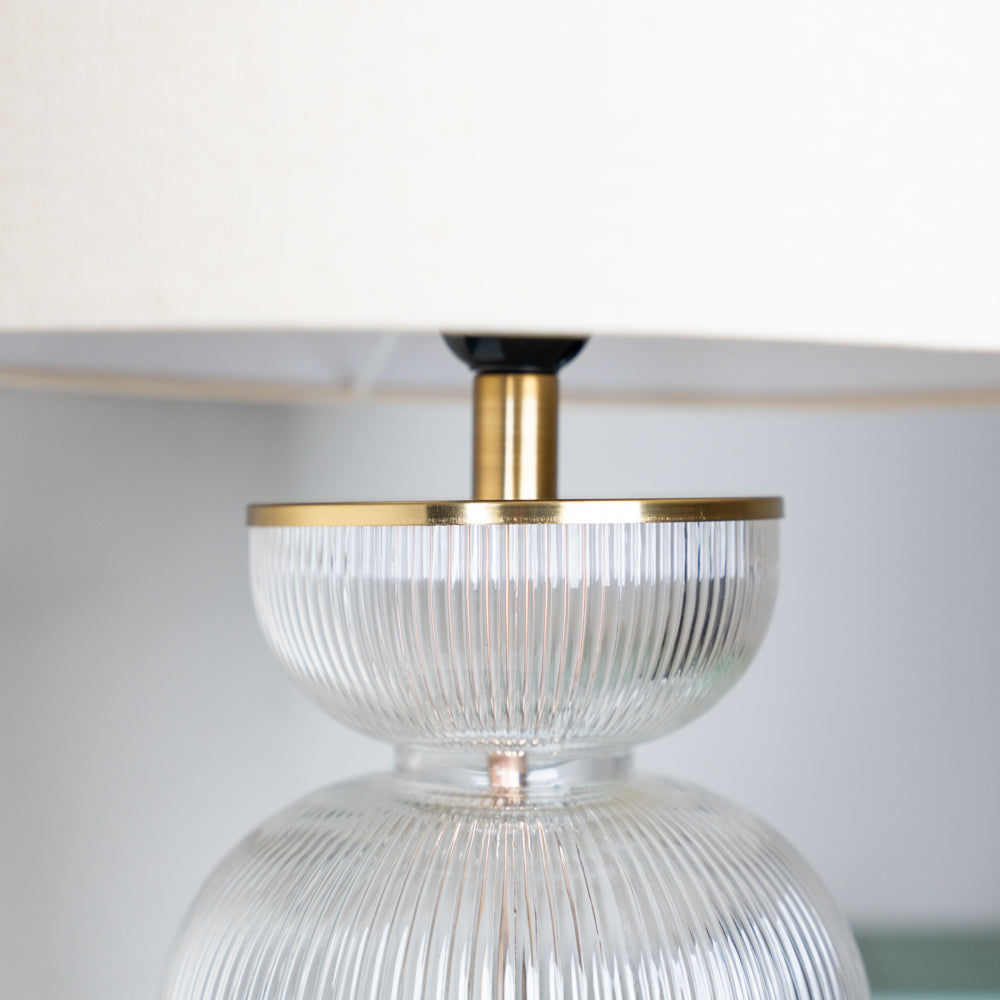 Ribbed Cylinder Glass Table Lamp
