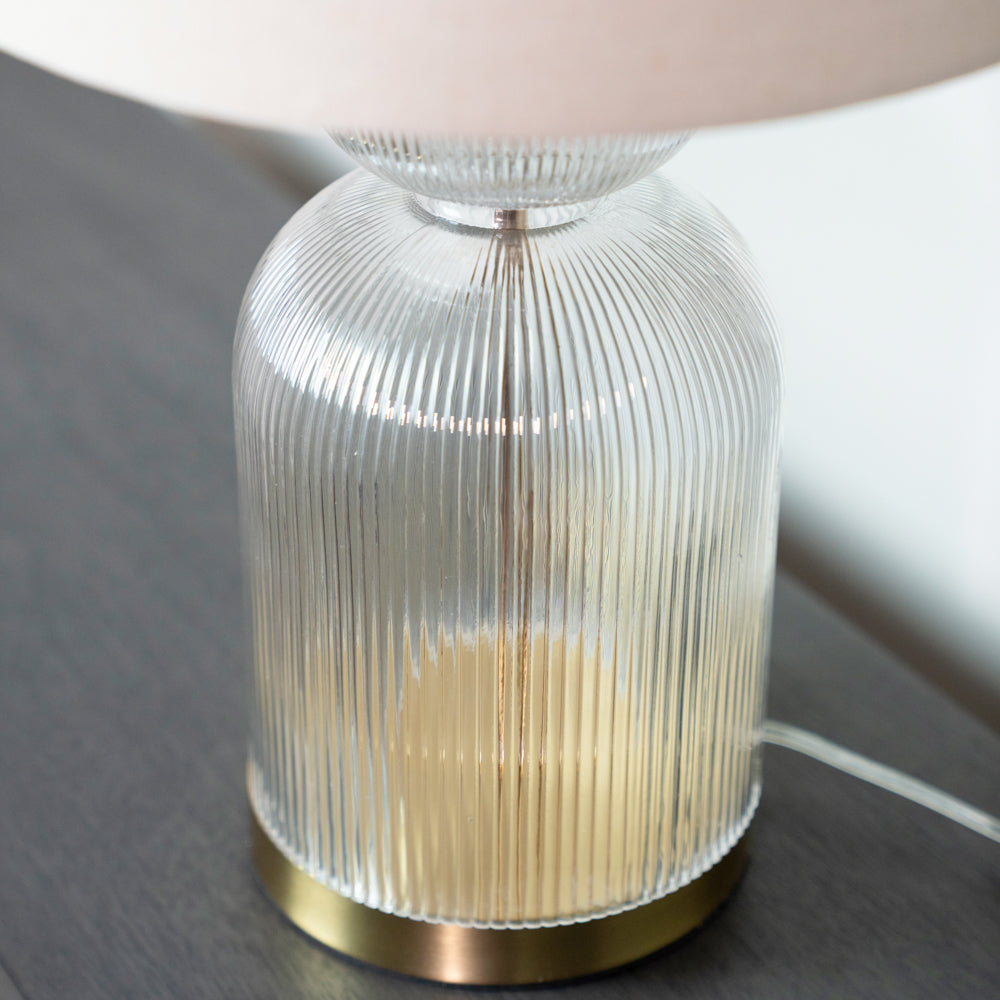 Ribbed Cylinder Glass Table Lamp